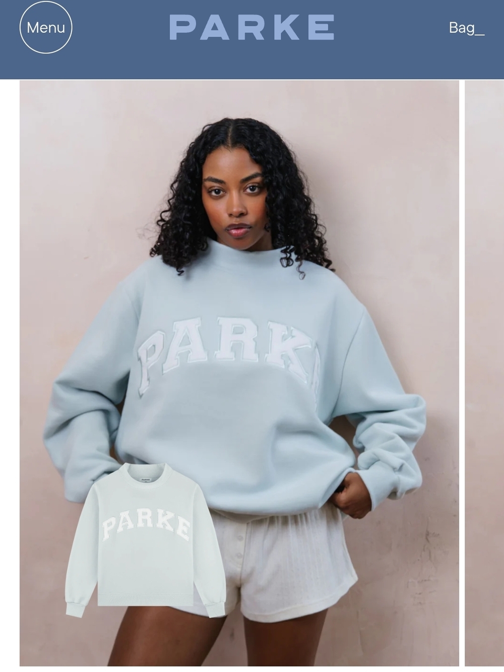 PARKE Bridal Varsity Mockneck Pale Blue S/M